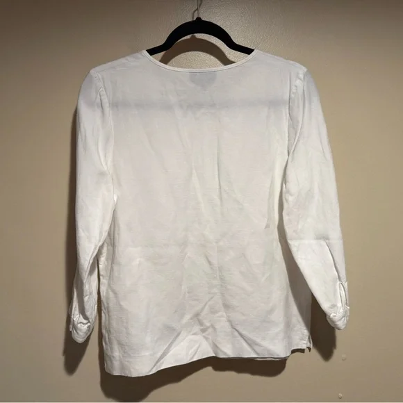 A.P.C.  Rue Madame Paris 3/4 sleeve ruffle front blouse tencel linen blend - Picture 6 of 7